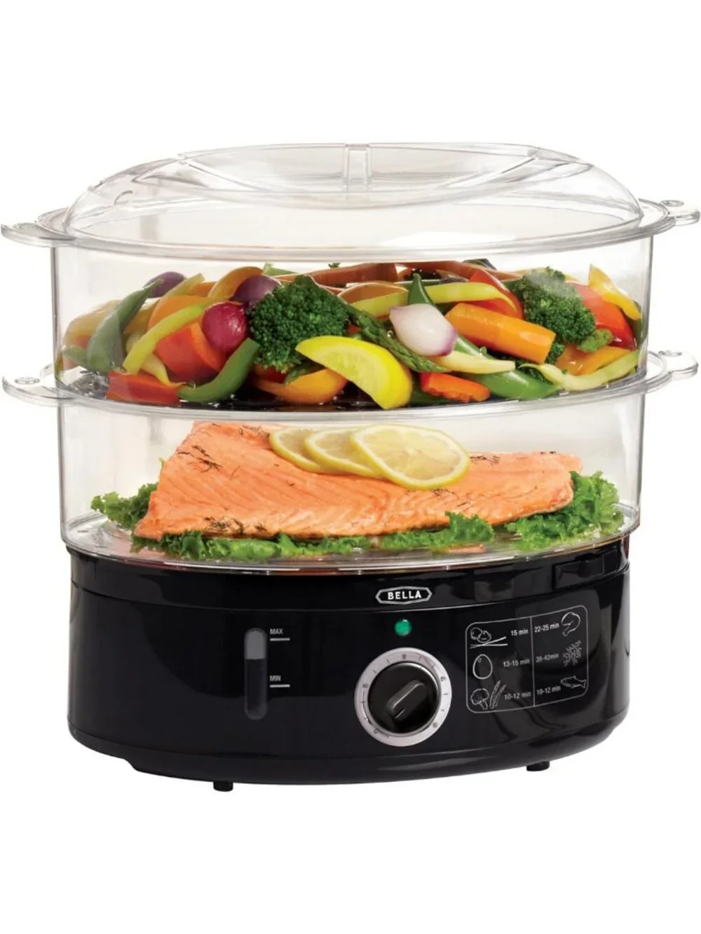 Two Tier Food Steamer with Stackable Baskets - Healthy Cooking, Black Kitchen